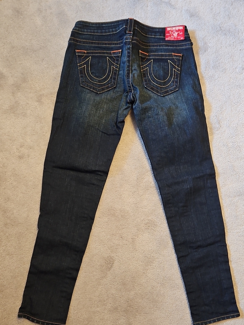 True Religion Dark Indigo Skinny Jeans with Contrast Stitching